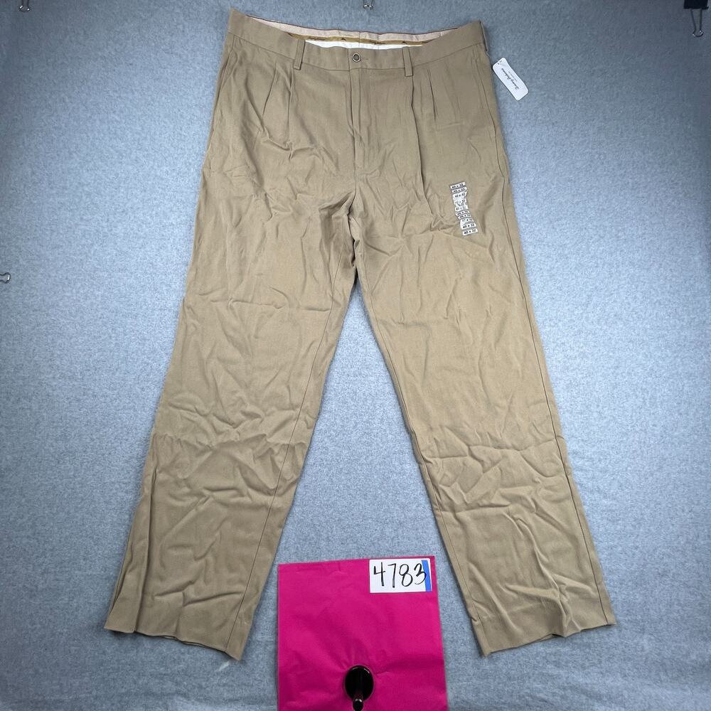 Tommy Bahama Pants Grayston Beige Silk Blend PLeated 40x32 Mens New NWT $138